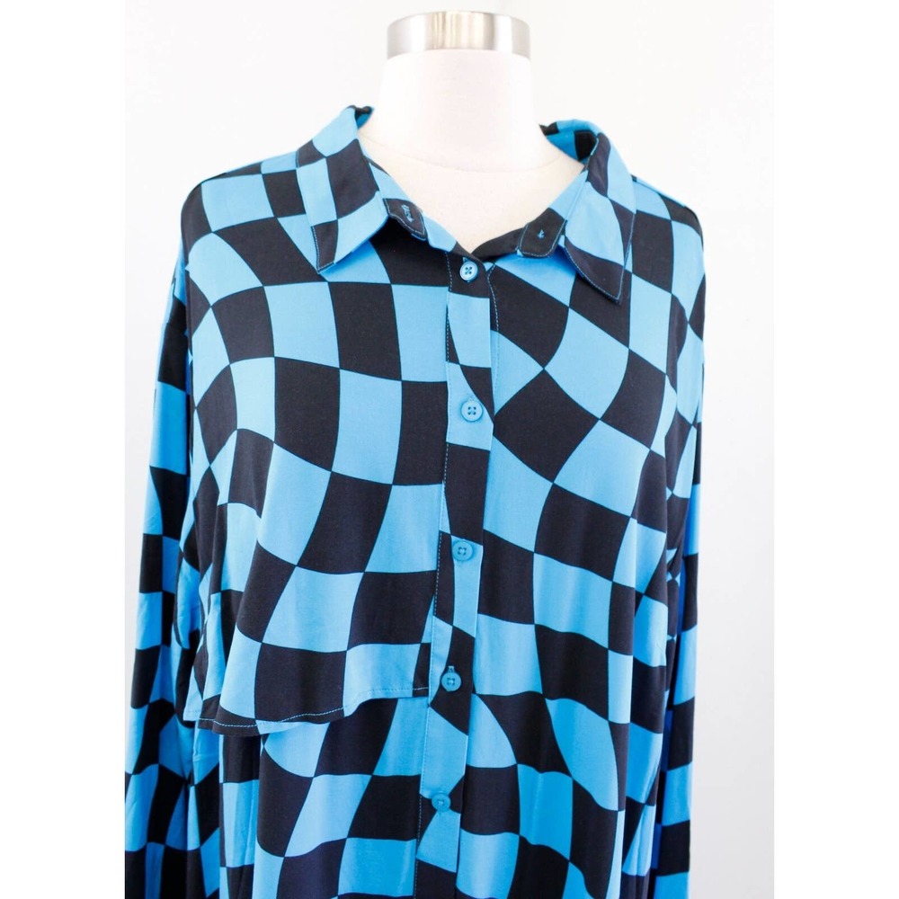 NWT 11 Honore Alicia Blue Black Checker Plaid Shift Dress Size 20 Novelty Retro - Picture 7 of 8